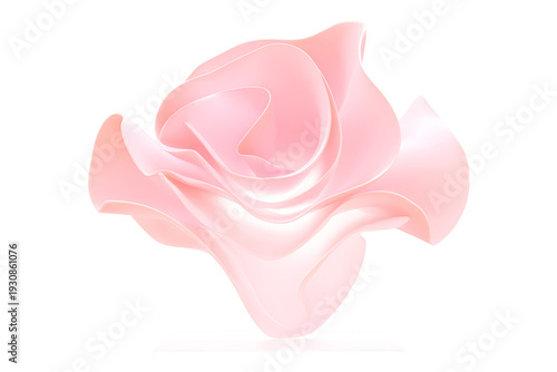 Abstract Pink Flower Created from Flowing, Wavy Layers