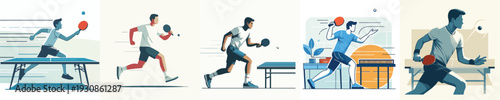 Vector Illustration of a Man Playing Table Tennis