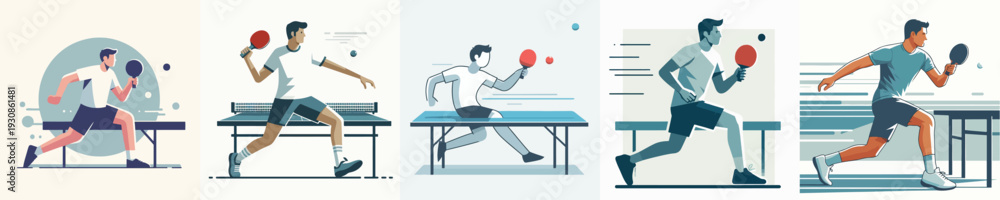 Obraz premium Vector Illustration of a Man Playing Table Tennis