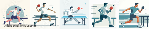 Vector Illustration of a Man Playing Table Tennis