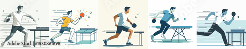 Vector Illustration of a Man Playing Table Tennis