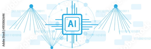 Graphic illustration of artificial intelligence (AI) and network systems.