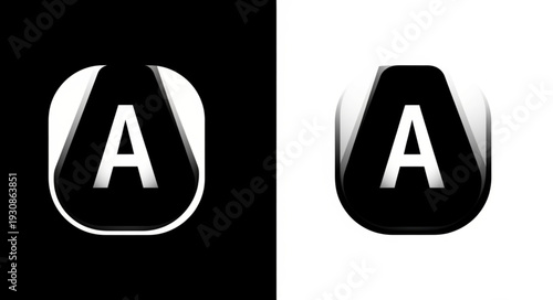 Abstract Letter A Symbol in Black and White.