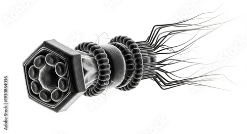 Advanced Nanobot Machine with Complex Wiring and Futuristic Design.