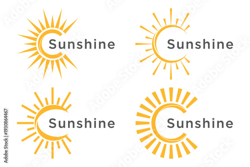 Yellow sun rays logo collection