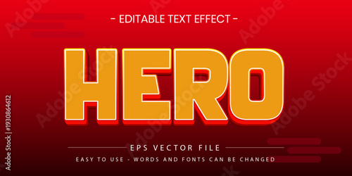Hero Gaming 3D Editable Text Effect in Yellow and Red