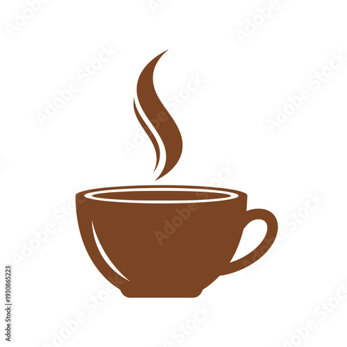 Stylized brown graphic of a steaming hot beverage cup, perfect for symbolizing morning comfort, daily routines, or a refreshing break at a cafe or home