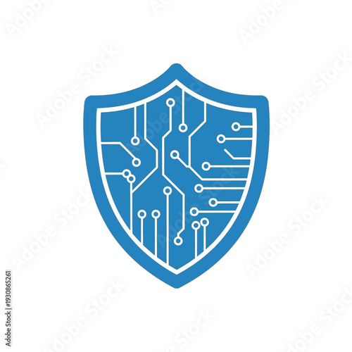 Digital Security Shield with Circuit Board Design, Representing Cyber Protection and Data Safety Technology