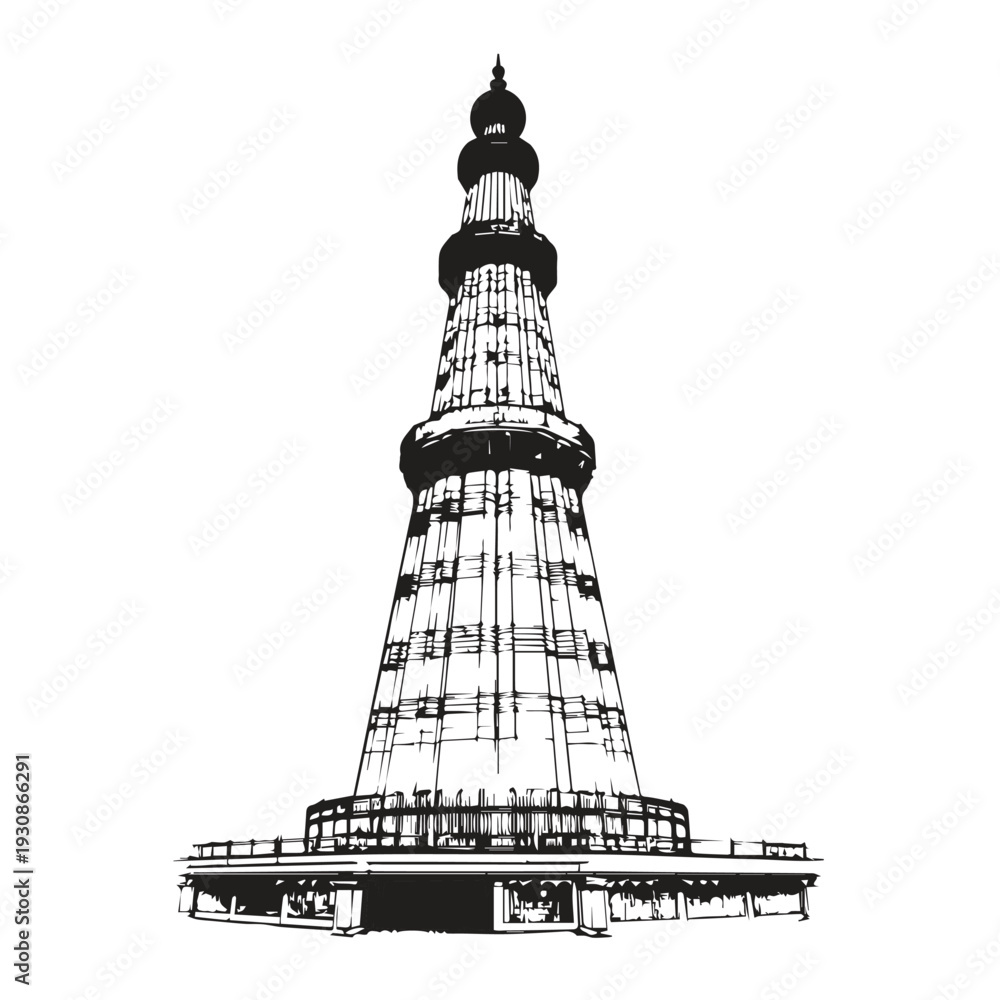 Obraz premium Shaheed Minar Bangladesh Black and White Vector Line Art