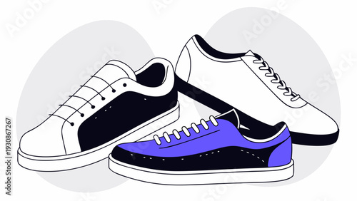 Set of Shoes Flat Vector Illustration Collection with Sneakers Boots Sandals and Fashion Footwear