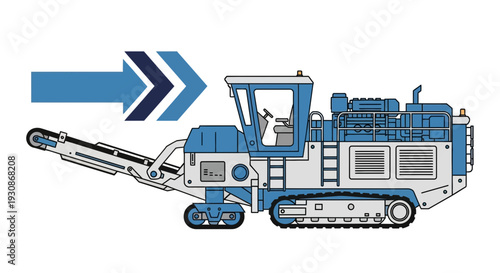 Industrial Heavy Machinery And Progress Arrow Concept Illustration