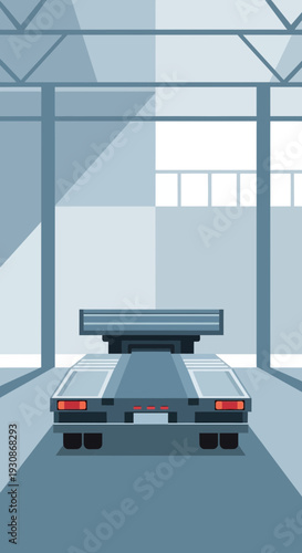 Industrial Interior With Truck Platform Ready For Loading And Unloading