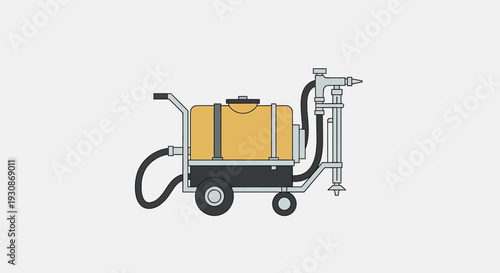 Industrial Pavement Sprayer Cart With Yellow Tank And Spray Wand
