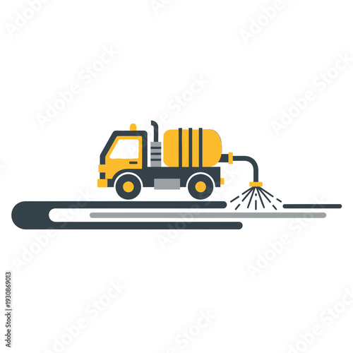 Industrial Pavement Sprayer Truck Applying Liquid Mixture Efficiently