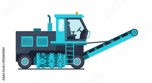 Industrial Paving Machine On White Background