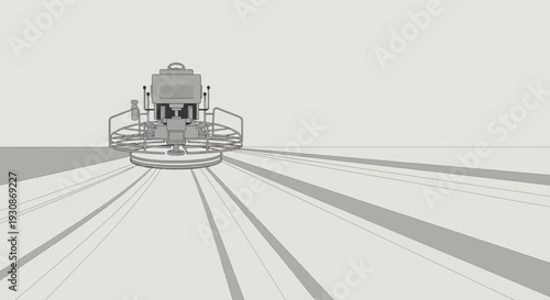 Industrial Power Trowel Machine Smoothing Concrete Floor Construction Site