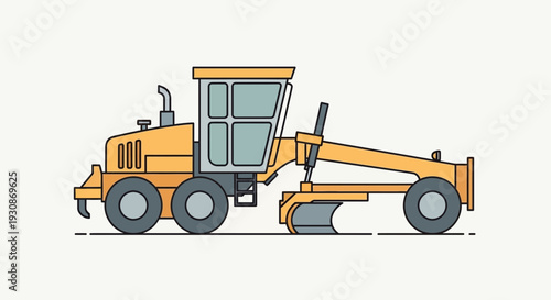 Industrial Road Grader Machine With Sharp Lines And Bold Colors