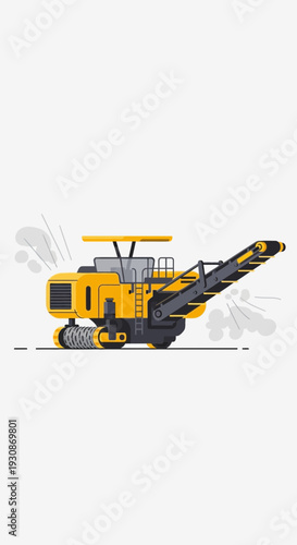Industrial Road Milling Machine Construction Equipment Working on Site