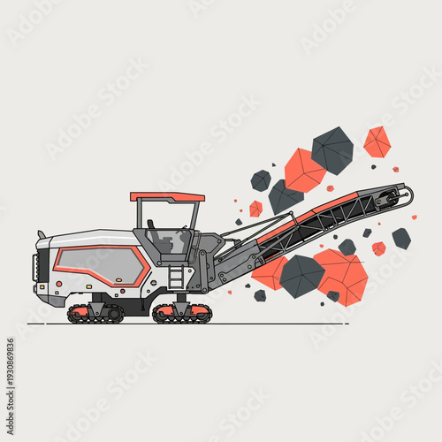 Industrial Road Milling Machine Engaged in Asphalt Removal Operations