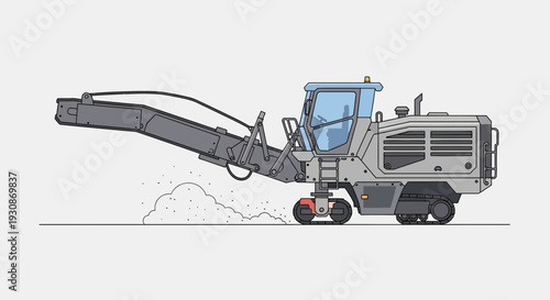 Industrial Road Milling Machine Engaged In Asphalt Removal Operation