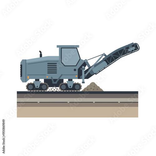 Industrial Road Milling Machine Excavating Asphalt Surface