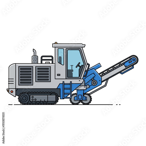 Industrial Road Milling Machine Vector Illustration