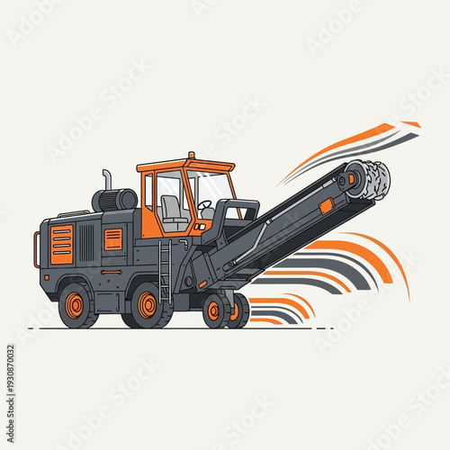 Industrial Road Milling Machine Operating on Construction Site