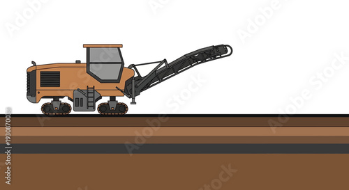Industrial Road Milling Machine Operating On Layered Ground Surface