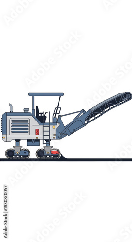 Industrial Road Milling Machine Operating On Pavement Surface Construction