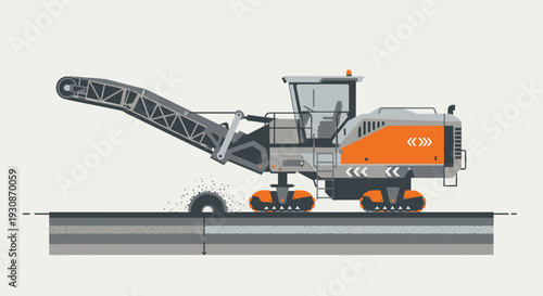 Industrial Road Milling Machine Working On Asphalt Layers