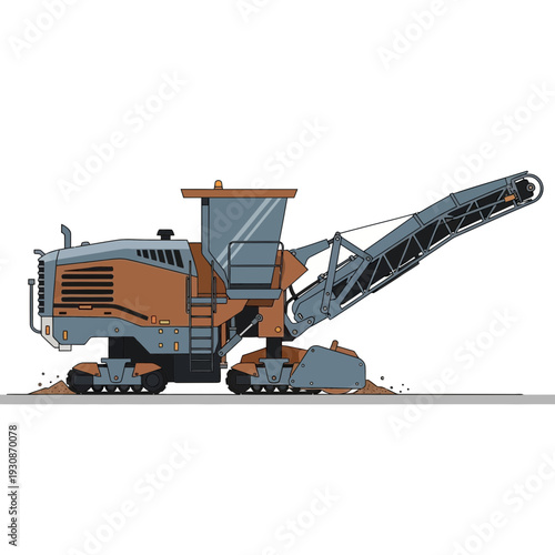 Industrial Road Milling Machine Working On Asphalt Surface