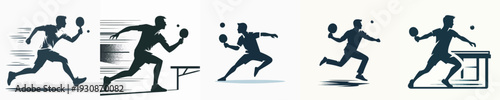 Vector Illustration of a Man Playing Table Tennis Silhouette