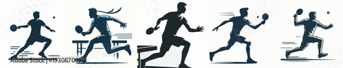 Vector Illustration of a Man Playing Table Tennis Silhouette