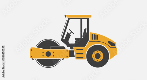 Industrial Road Roller Machine Vector Graphic Minimalist Design