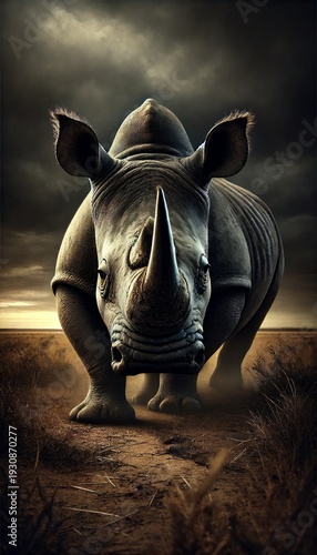 Rhino Charging: Epic Africa Wildlife Portrait