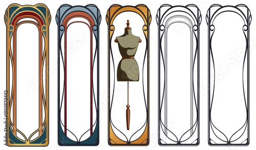 Elegant antique art nouveau borders.