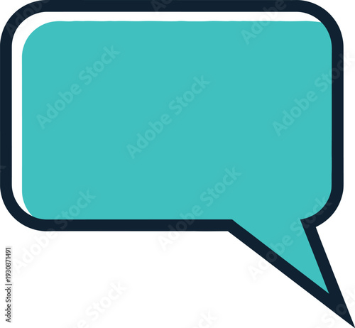 Teal speech bubble sms template icon for communication and dialogue