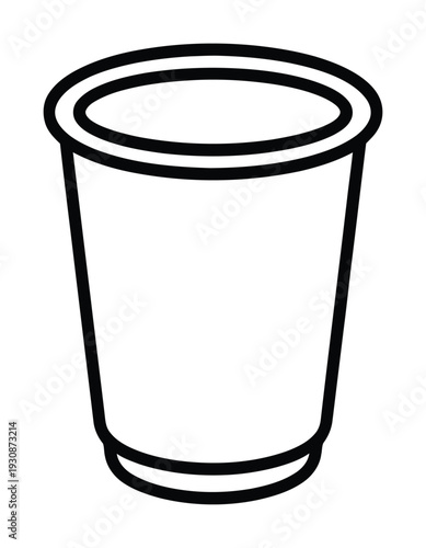 Simple Paper Cup Black Outline Vector Illustration