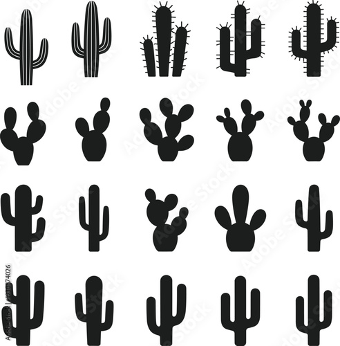 Black animal silhouettes collection with farm livestock wild wildlife birds sea life business people desert plants and nature design elements