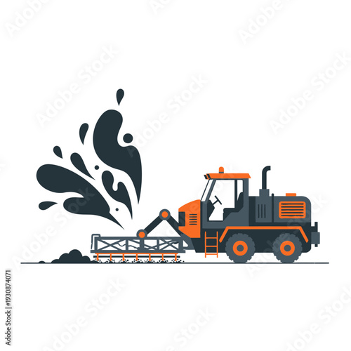 Industrial Sprayer Machine Distributing Liquid Onto Ground Construction Site Scene