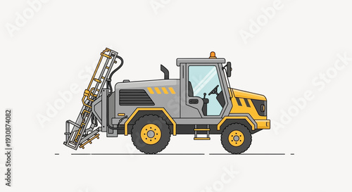 Industrial Sprayer Machine For Agriculture Or Construction Site Use Minimalist Vector Art
