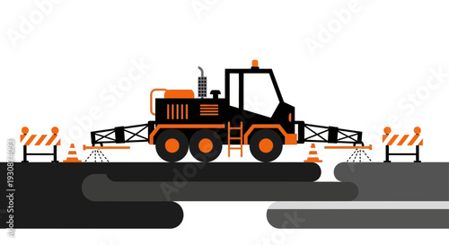 Industrial Sprayer Machine Performing Road Maintenance Work