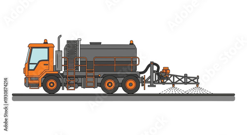 Industrial Sprayer Truck Performing Road Surface Application
