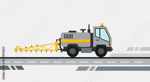 Industrial Sprayer Truck Performing Roadside Maintenance