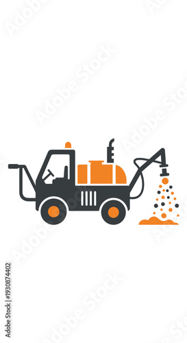 Industrial Spraying Vehicle Applying Material on Ground Surface