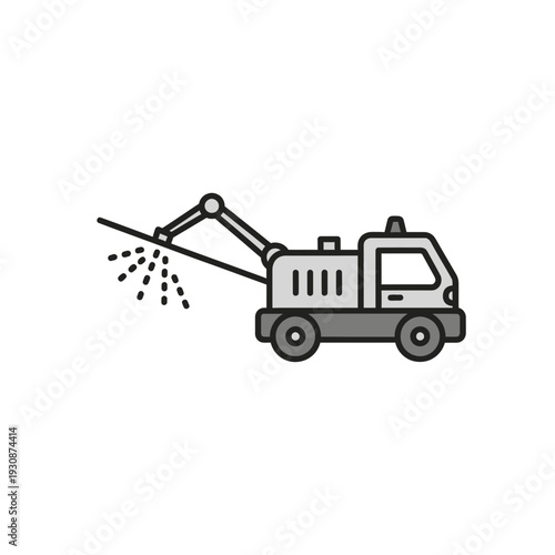 Industrial Spraying Vehicle Performing Road Maintenance Operations