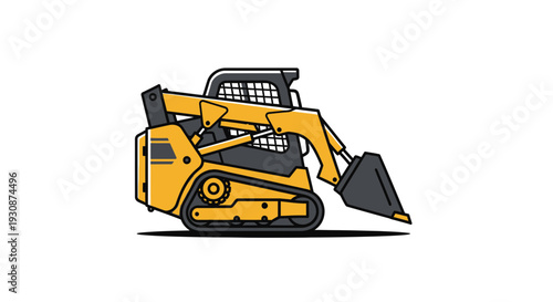 Industrial Track Loader Construction Vehicle Machine Illustration