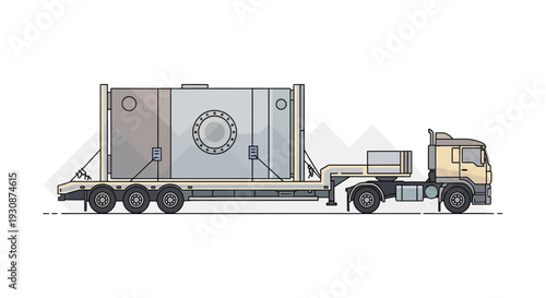Industrial Transport Of Large Specialized Cargo Container Via Truck