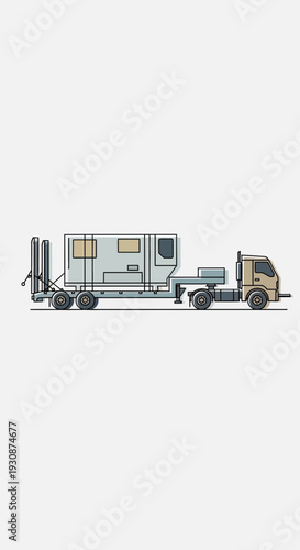 Industrial Transport Truck Delivering Specialized Cargo Module