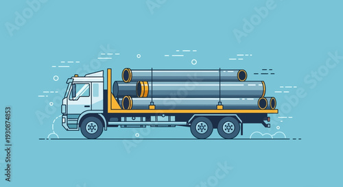 Industrial Truck Transporting Heavy Pipes Seamlessly Across Distances